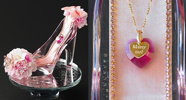 ガラスの靴桜ピンクのクリスタルハート