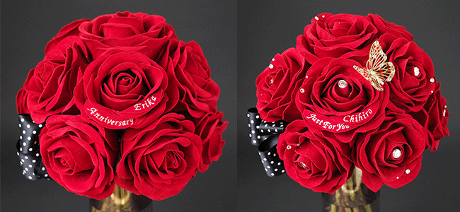 花束風スペシャルメッセージフラワー赤バラ