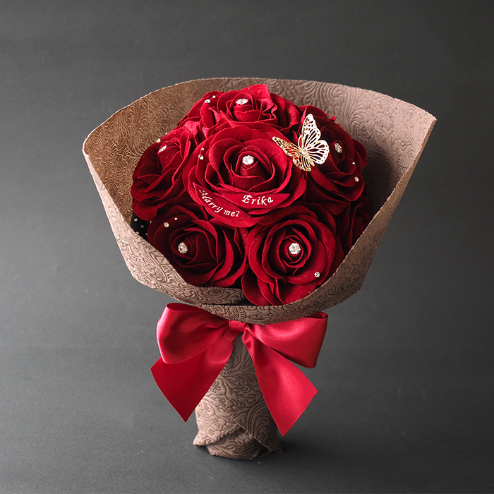 メッセージフラワー12本の赤バラ花束