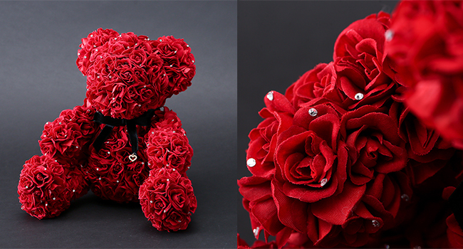 ３６５輪のバラの花で作るテディベアー | プロポーズのフラワーギフト 