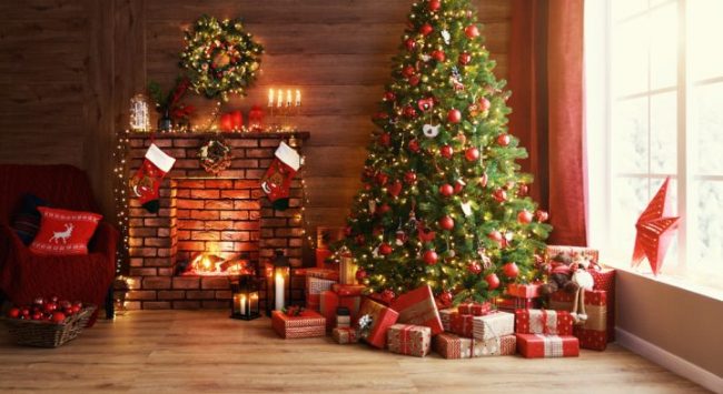 クリスマスにツリーとプレゼント
